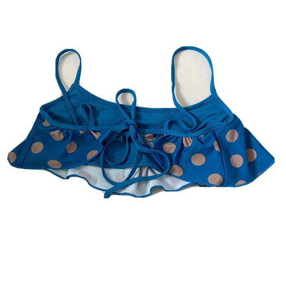 Rachel Pally Polka Dot Ruffle Bikini Swim Top Blue Size S - Picture 2 of 2